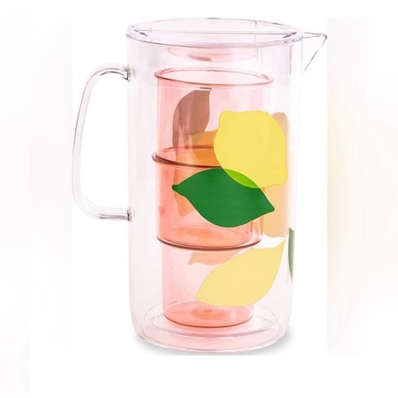 Kate Spade Lemon Pitcher Lemonade Stand Hostess Gift Acrylic NIB - Picture 2 of 3